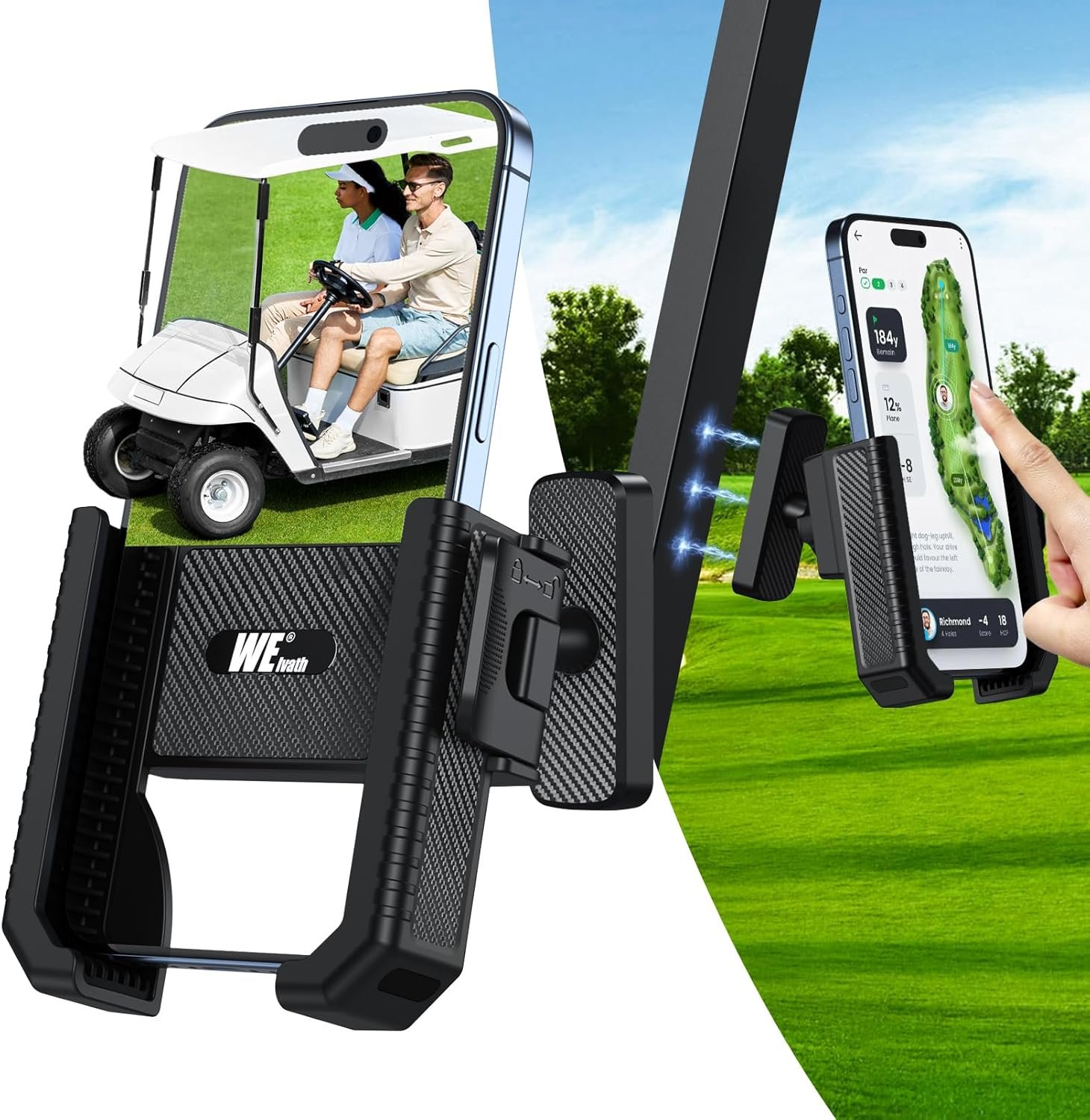 Magnetic Golf Cart Phone Holder, Rotatable Phone Mount Holder Compatible with iPhone/Galaxy/Smartphones, Golf Cart Accessories for EZGO Club Car Yamaha,Gift for Men Women - Image 2