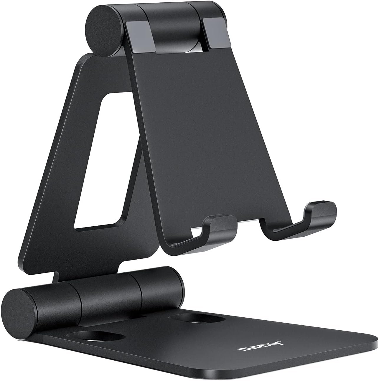 Nulaxy Dual Folding Cell Phone Stand, Fully Adjustable Foldable Desktop Phone Holder Cradle Dock Compatible with iPhone 17 16 15 14 13 12 11 Pro Max Xs Xr X 8, Nintendo Switch, All Phones - Image 2
