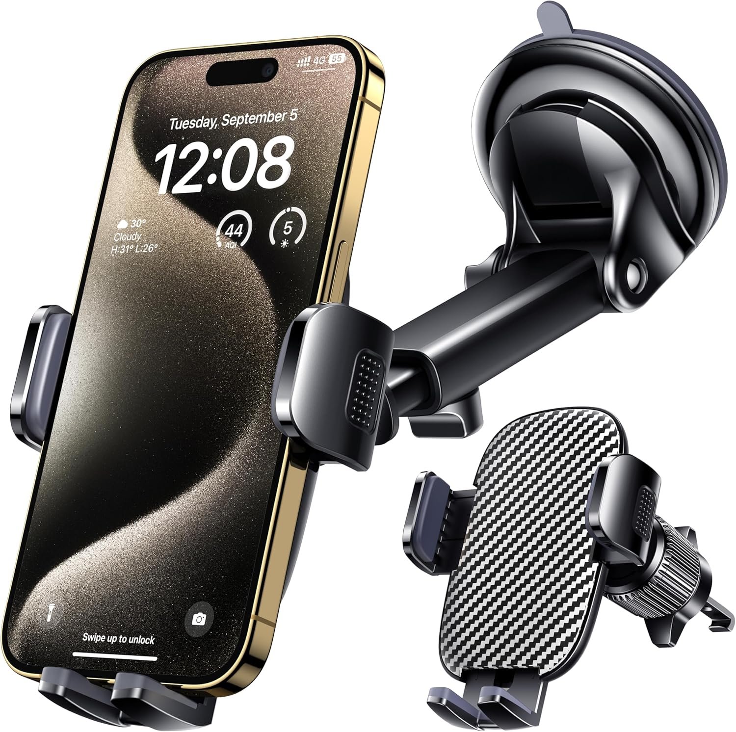 Qifutan Car Phone Holder Mount Phone Mount for Car Windshield Dashboard Air Vent Universal Hands Free Automobile Cell Phone Holder Fit for iPhone Smartphone Camera Mounts - Image 2