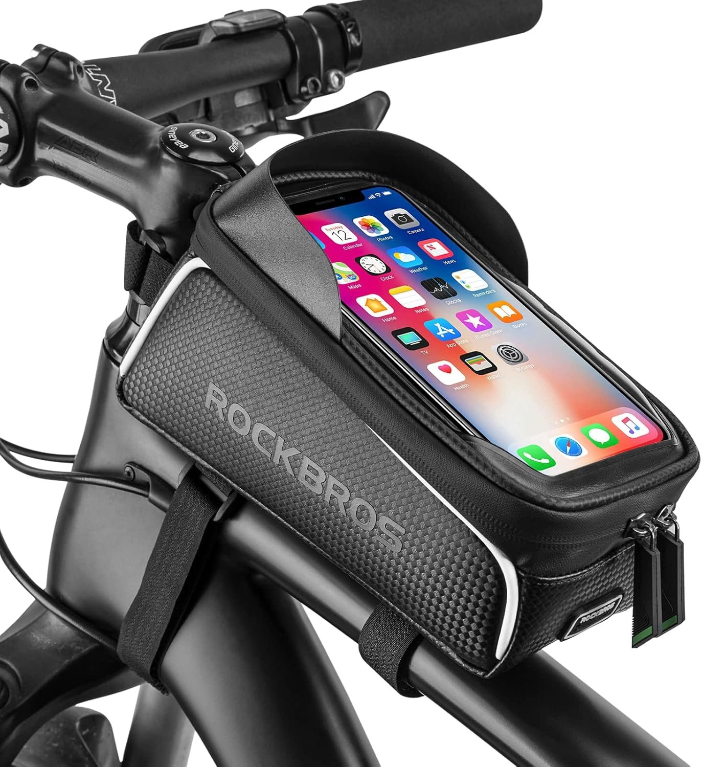 ROCKBROS Bike/Bicycle Phone Front Frame Bag, Waterproof, Tube Bag,Cycling Pouch, Bike Accessories for Men Compatible Phone Under 7” - Image 2
