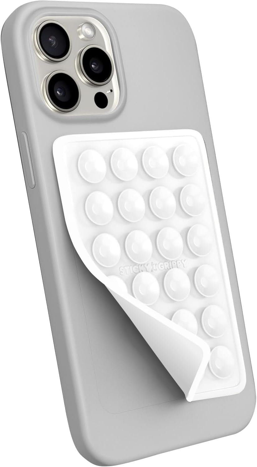 Suction Phone Case Mount, Silicon Adhesive Phone Accessory for iPhone and Android, Hands-Free Fidget Toy Mirror Shower Phone Holder, Tiktok Videos and Selfies (White) - Image 2