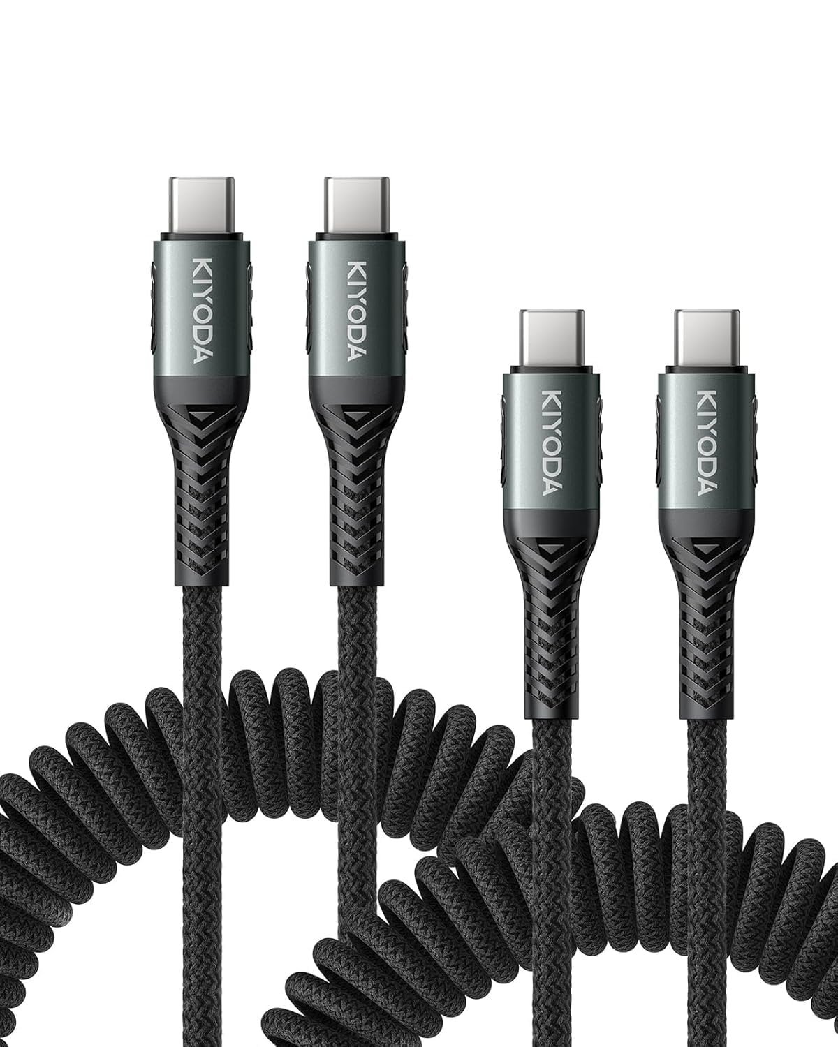 USB C to USB C Cable Coiled 6FT 2Pack, Braided Type C Charger for Car 66W Fast Charging Cord Compatible with iPhone 17 16 15, iPad, Samsung Galaxy, Google Pixel, Moto, LG, TCL Phones - Image 2
