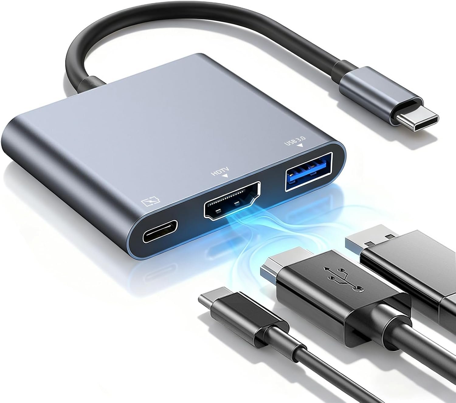 USB to USB C Adapter Hub,4k USB C to HDMI,Hdmi Splitter to Usbc Multiport Digital AV Converter,USBC to Hdmi Adapter,With100w Pd,3.0 Port,for MacBook Pro/Air, Ipad, Monitor and Usbc Devices-Space Grey - Image 2