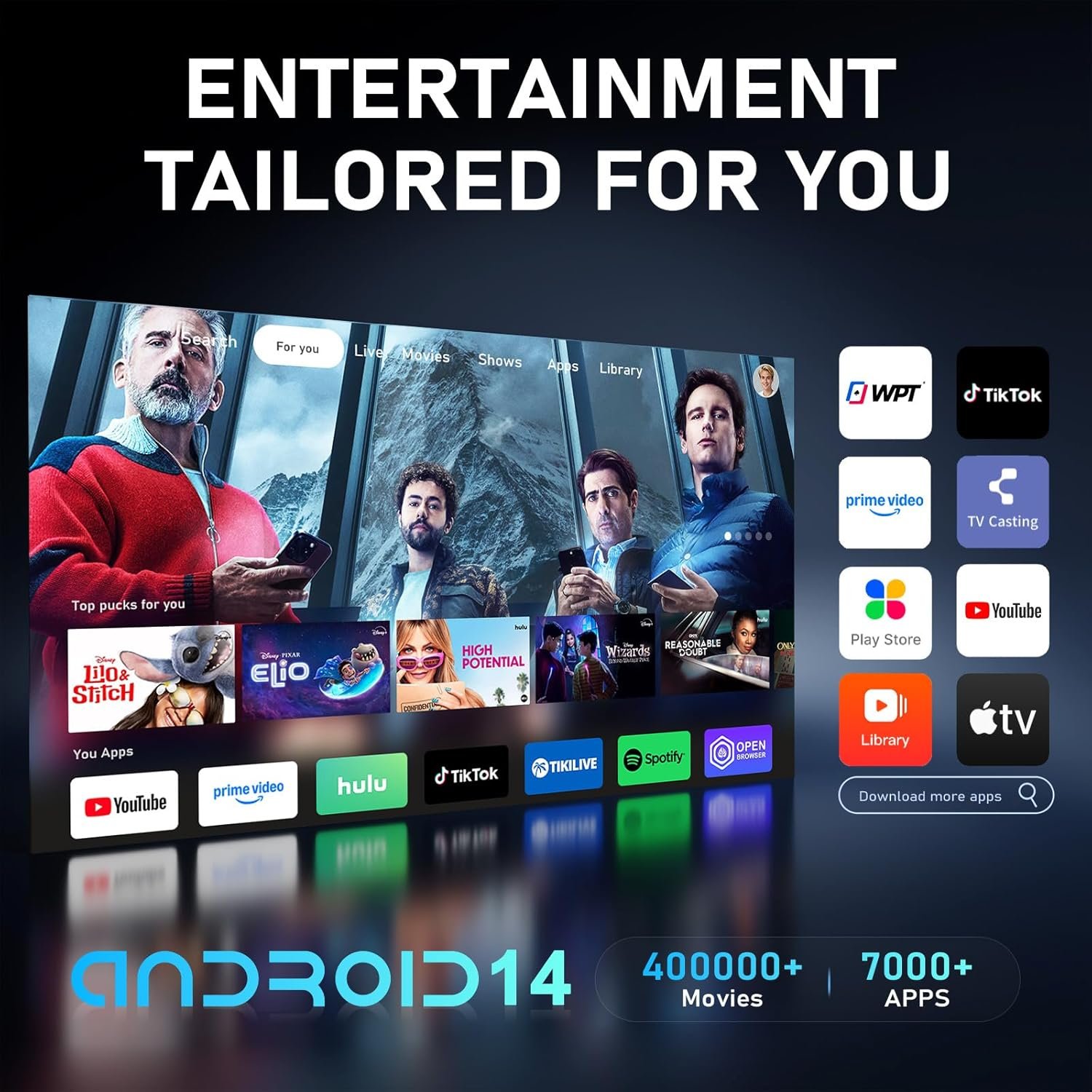 【Ivory Projector & Built-in Apps】 XuanPad Mini Projector with Wi-Fi and Bluetooth, Full HD 1080P Smart Portable Projector with 210° Stand, Auto Vertical Keystone, Compatible with HDMI/USB/TV Stick - Image 3