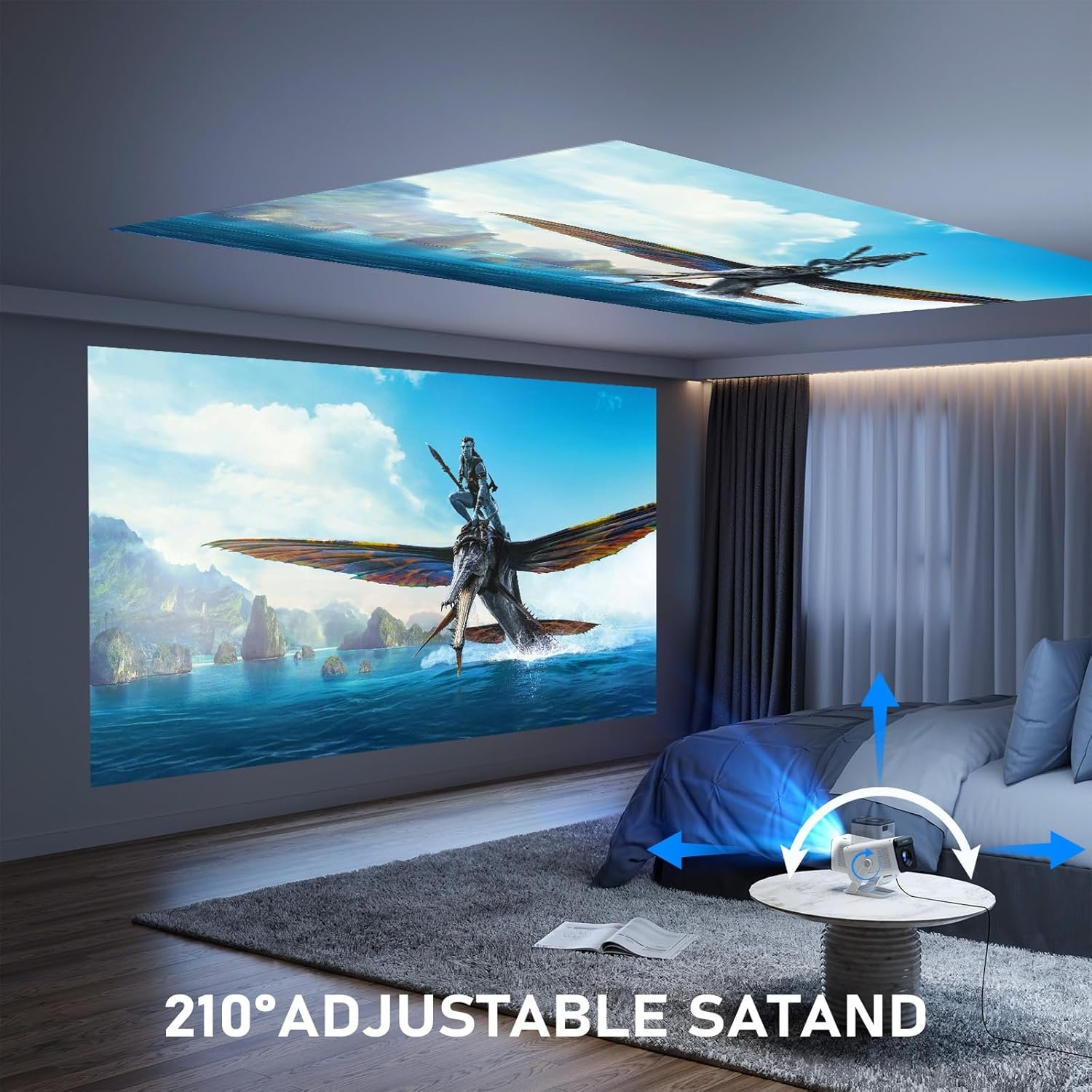 【Ivory Projector & Built-in Apps】 XuanPad Mini Projector with Wi-Fi and Bluetooth, Full HD 1080P Smart Portable Projector with 210° Stand, Auto Vertical Keystone, Compatible with HDMI/USB/TV Stick - Image 7