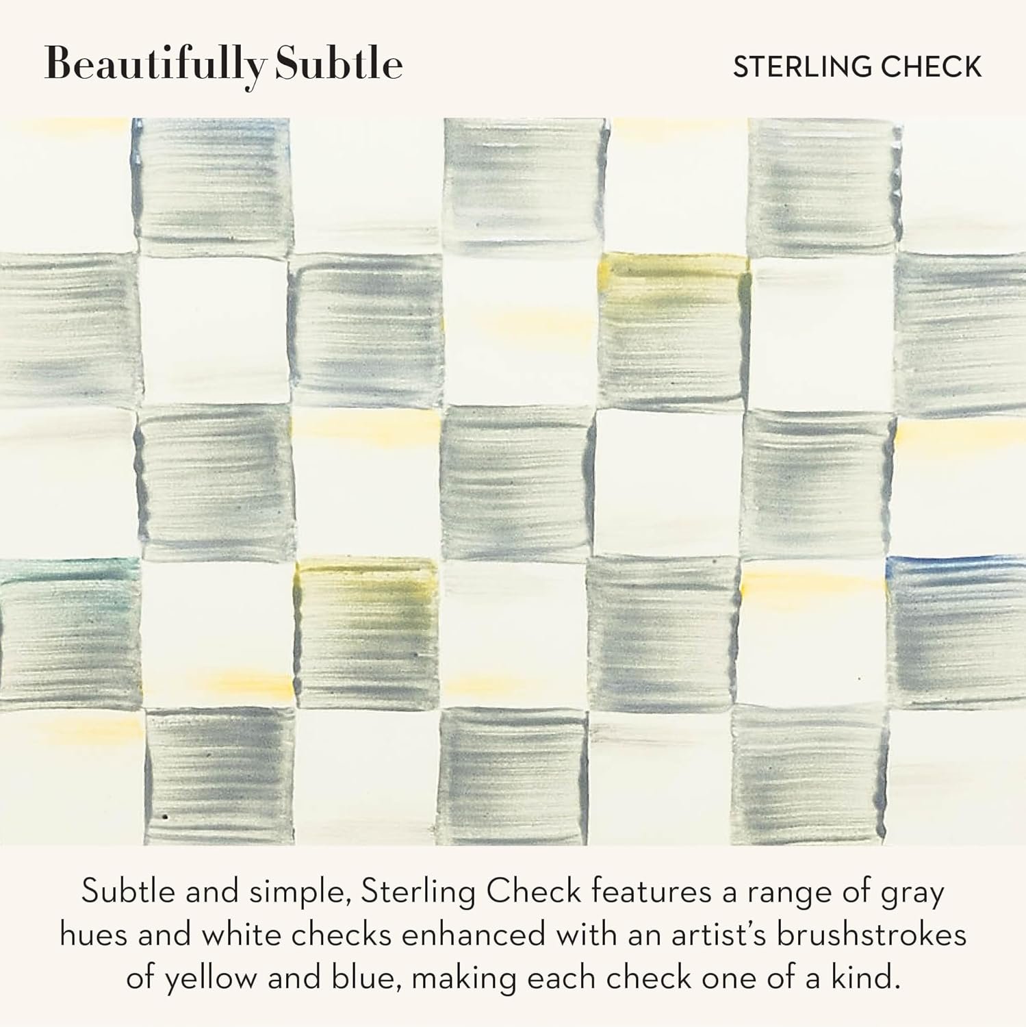 MACKENZIE-CHILDS Enamel Charger Plate, Charger Decoration for Dinner Plates or Home Decor, 12 Inches, Gray-and-White Sterling Check, Set of 1 - Image 4