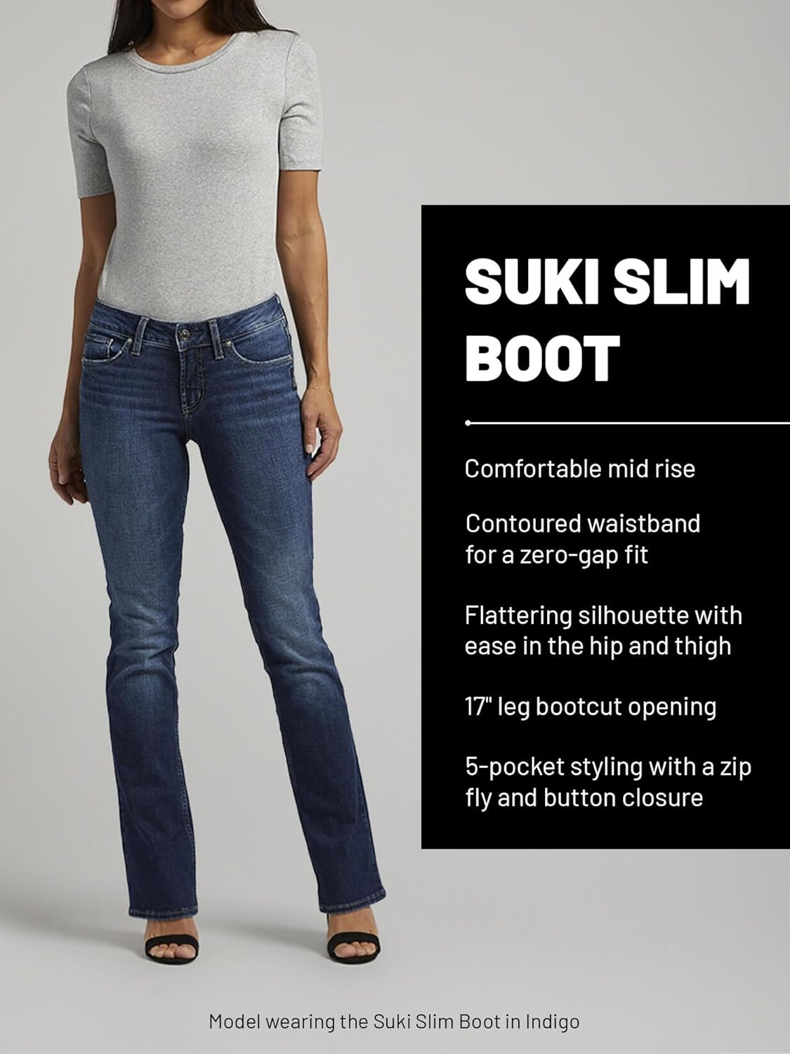 Silver Jeans Co. Women's Suki Mid Rise Curvy Fit Slim Bootcut Jeans - Image 6