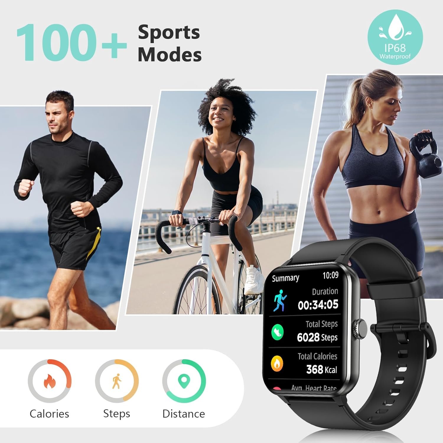 Blackview 2026 Smart Watch (Answer/Make Calls), Fitness Watch for Men and Women with Heart Rate/SpO2/Sleep Monitor/2 Straps, 100+ Sports Modes, IP68 Waterproof Activity Tracker for Android/iPhone - Image 3