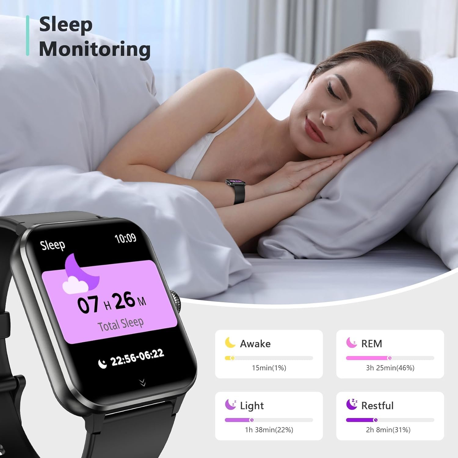 Blackview 2026 Smart Watch (Answer/Make Calls), Fitness Watch for Men and Women with Heart Rate/SpO2/Sleep Monitor/2 Straps, 100+ Sports Modes, IP68 Waterproof Activity Tracker for Android/iPhone - Image 4