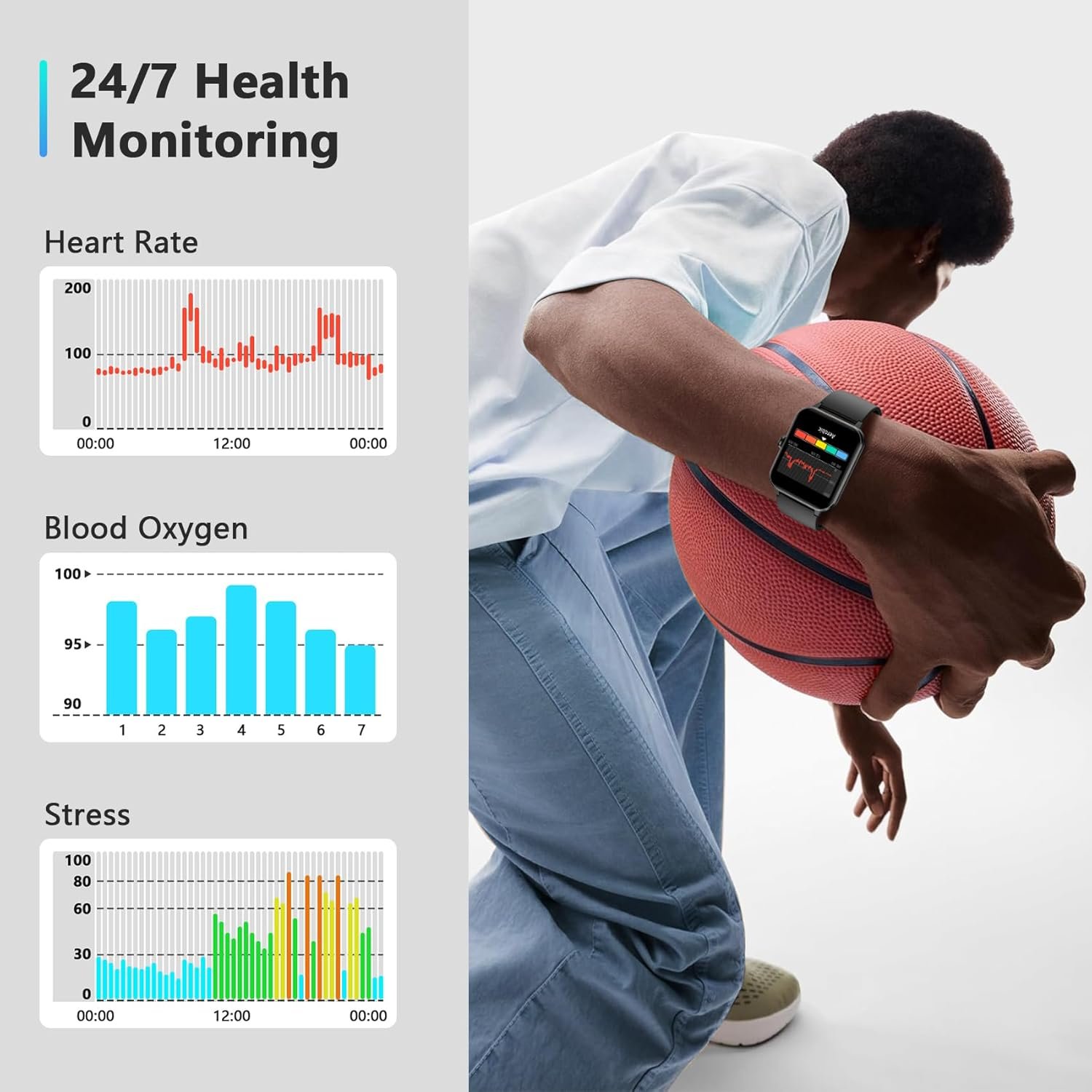 Blackview 2026 Smart Watch (Answer/Make Calls), Fitness Watch for Men and Women with Heart Rate/SpO2/Sleep Monitor/2 Straps, 100+ Sports Modes, IP68 Waterproof Activity Tracker for Android/iPhone - Image 7