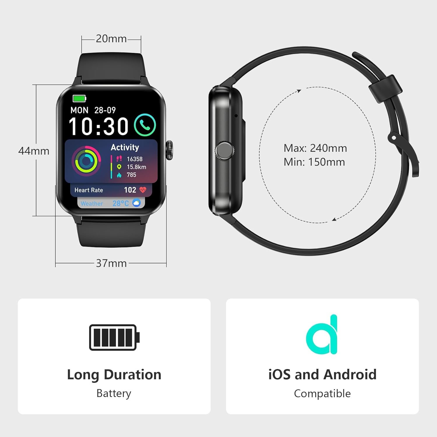 Blackview 2026 Smart Watch (Answer/Make Calls), Fitness Watch for Men and Women with Heart Rate/SpO2/Sleep Monitor/2 Straps, 100+ Sports Modes, IP68 Waterproof Activity Tracker for Android/iPhone - Image 8
