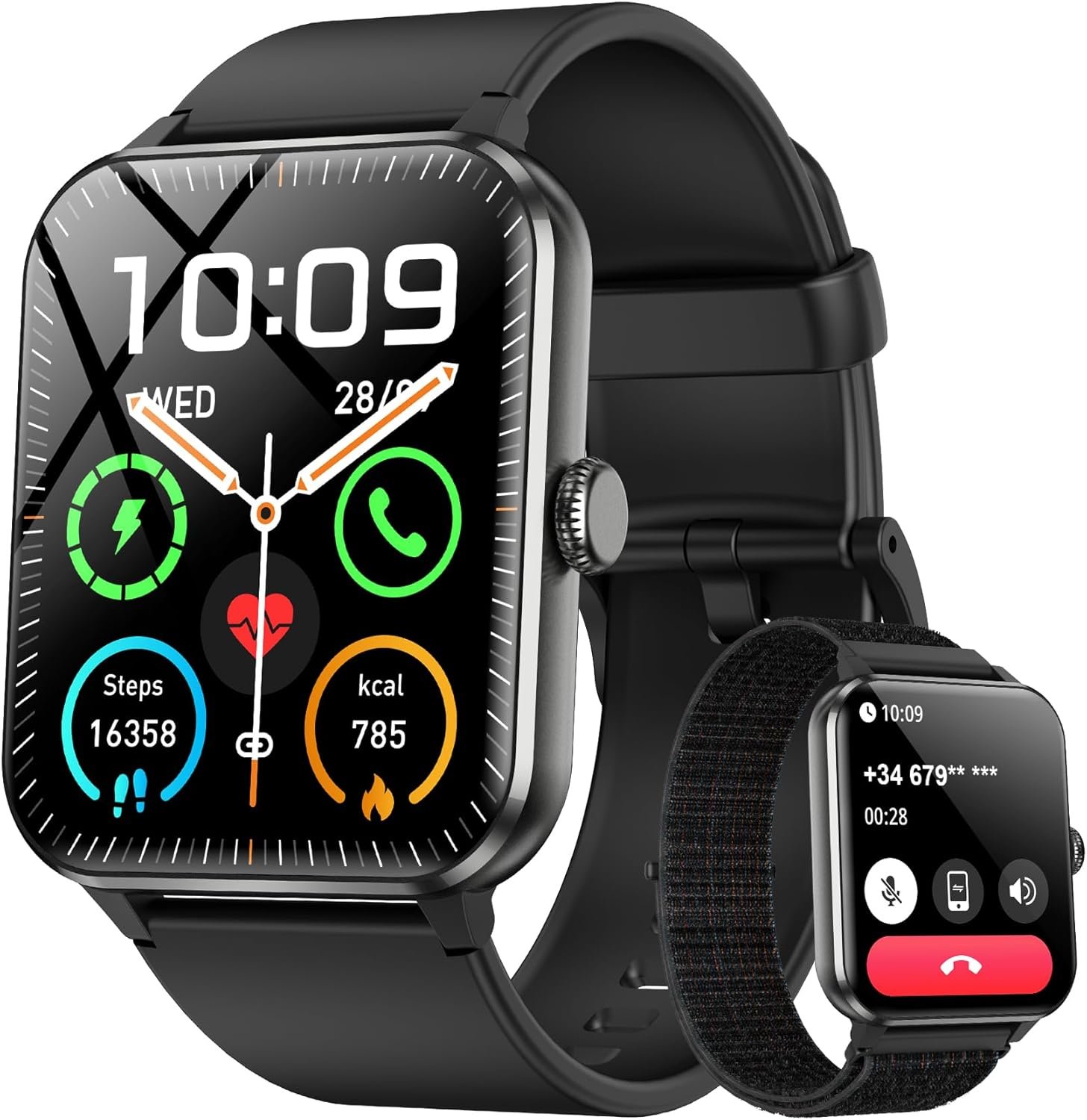 Blackview 2026 Smart Watch (Answer/Make Calls), Fitness Watch for Men and Women with Heart Rate/SpO2/Sleep Monitor/2 Straps, 100+ Sports Modes, IP68 Waterproof Activity Tracker for Android/iPhone - Image 2