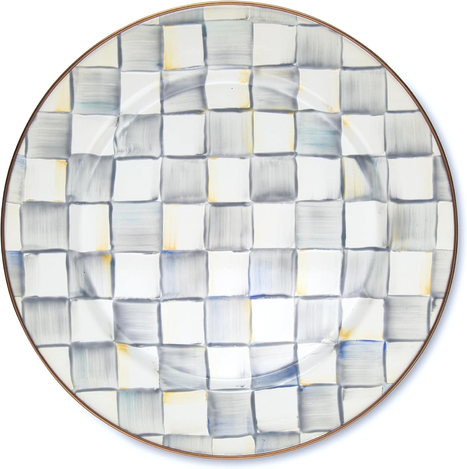 MACKENZIE-CHILDS Enamel Charger Plate, Charger Decoration for Dinner Plates or Home Decor, 12 Inches, Gray-and-White Sterling Check, Set of 1 - Image 2