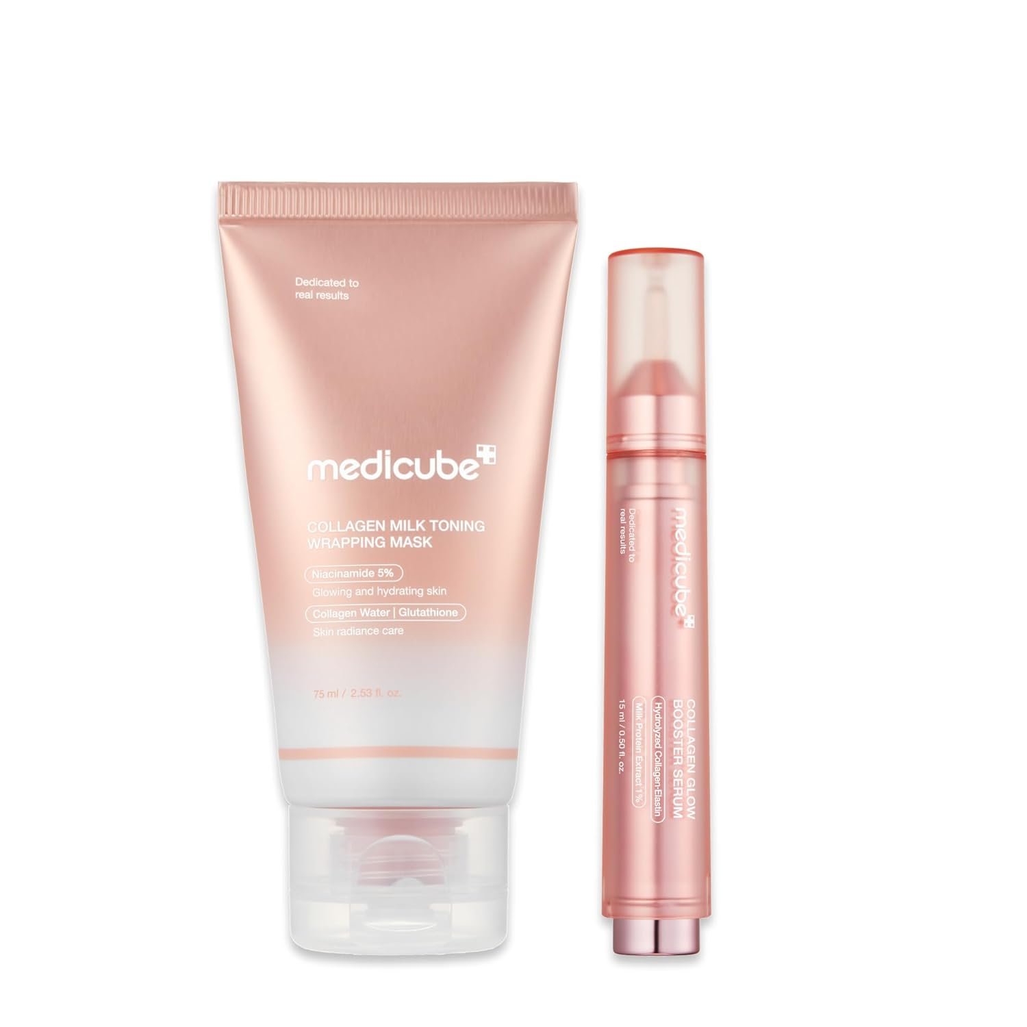 medicube Milky Collagen Double Glow Lock Duo: Collagen Glazed Milky Wrapping Mask and Booster Serum | 130DaCollagen, Niacinamide, Glutathione for Plumped, Radiant Glass Skin - Image 2
